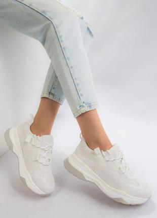 Жіночі кросівки 65411 білі текстиль еко шкіра3 фото