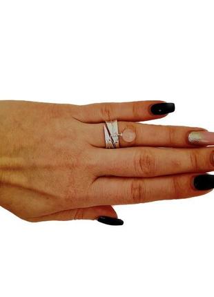 Женское серебряное кольцо с натуральным розовым кварцем2 фото