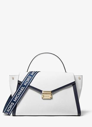 Стильное содержимое кожаной сумки michael kors whitney large logo tape pebbled leather satchel