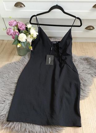 Новое черное платье мини от prettylittlething, размие xl