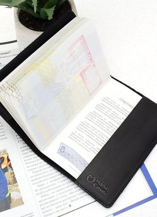 Обложка на паспорт кожаная "герб" черная4 фото