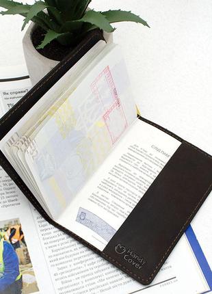 Подарочный набор №35: обложка на паспорт "герб" + обложка на загранпаспорт "карта" (коричневый)8 фото