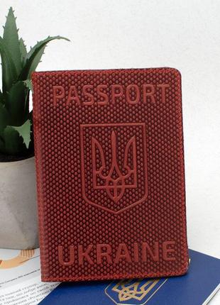 Подарунковий набір №35: обкладинка на паспорт "герб" + обкладинка на паспорт "карта" (червоний)2 фото