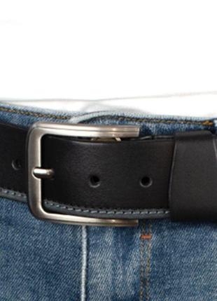 Ремень мужской кожаный sf-402 black (4 см)6 фото