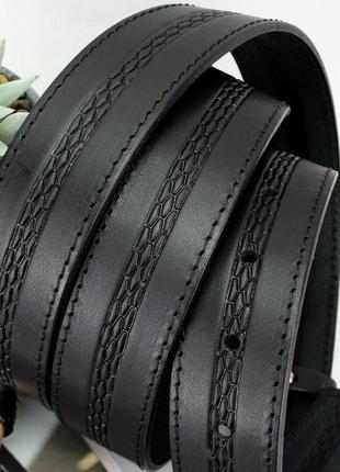 Ремень мужской кожаный sf-351 black (3,5 см)8 фото