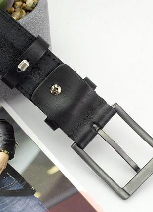 Ремень мужской кожаный sf-351 black (3,5 см)5 фото