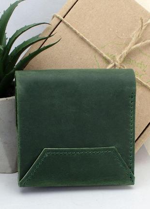 Женский кожаный кошелек на кнопке handycover hc0088 зеленый3 фото