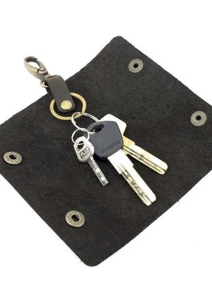 Шкіряна ключниця з карабіном handycover hc0055 коричнева3 фото