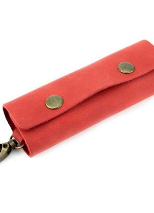 Ключница кожаная с карабином handycover hc0055 красная1 фото