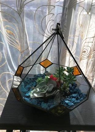 Геометричний підвісний скляний флораріум у формі сльози для міні саду6 фото