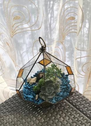 Геометричний підвісний скляний флораріум у формі сльози для міні саду2 фото