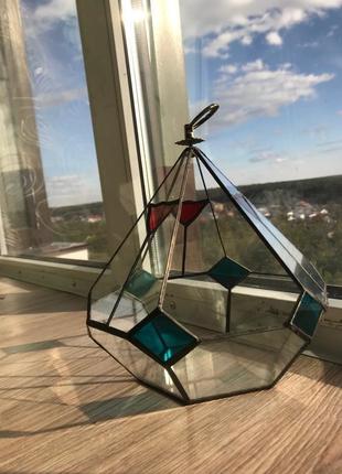 Флорариум геометрический подвесной стеклянный в форме слезы для мини сада3 фото