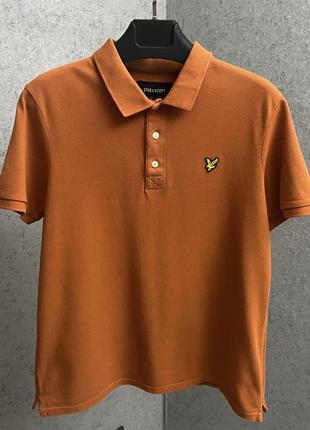 Оранжевая футболка поло от бренда lyle&scott2 фото
