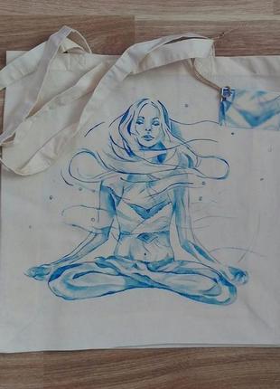Эко сумка  ручная роспись йога медитация