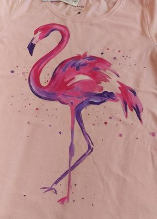 Женская футболка с фламинго , размер l2 фото