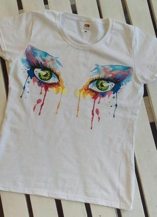 Женская футболка  красочные глаза1 фото