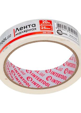 Лента малярная 25мм, 20м, белая intertool dm-2521