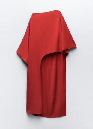 Асимметричная красная блузка zara2 фото