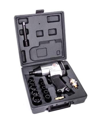 Гайковерт пневматический в чемодане + набор головок, 17 ед, 1/2" intertool pt-1101