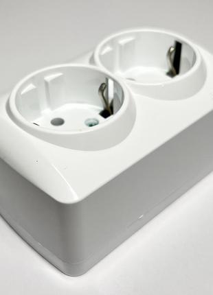 Розетка двойная накладная el-bi alsu с/з белая