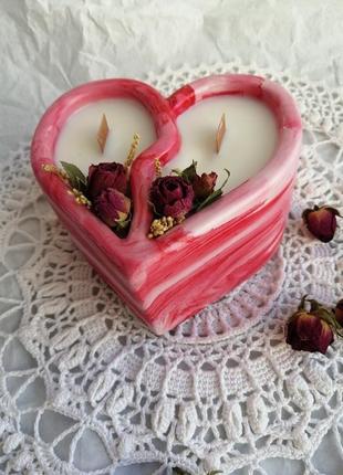 Ароматизована свічка  "серце з трояндами"2 фото