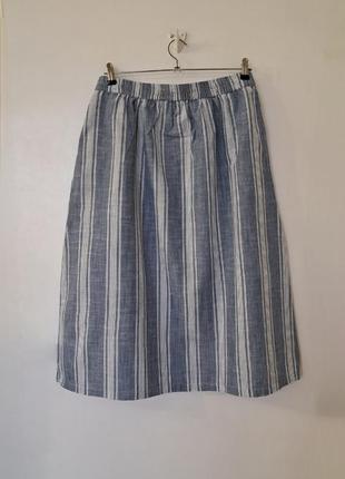 Хлопковая юбка в полоску с карманами3 фото