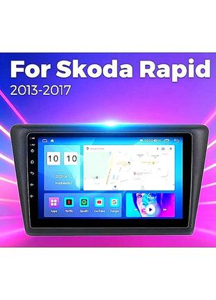 Магнітола android skoda rapid, 6/128, 8 ядер, carplay, слот під сім-картку + рамка!