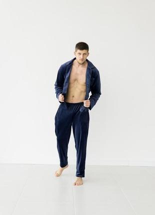 Мужская пижама брюки + кофта на пуговицах1 фото
