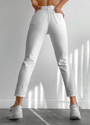 Жіночі джинси мом білі висока посадка гарно сідають по фігурі виробник туреччина