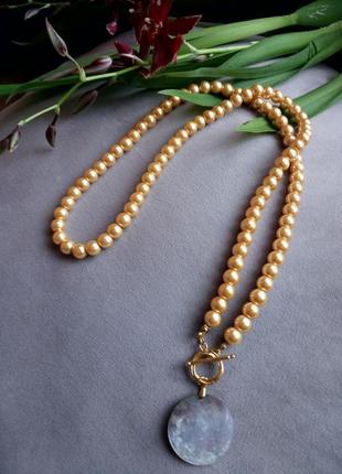 Літні намисто з перлів з підвіскою з натурального перламутру3 фото