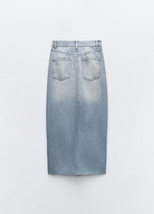 Длинная джинсовая юбка trf от zara, размер xs, m, xl5 фото