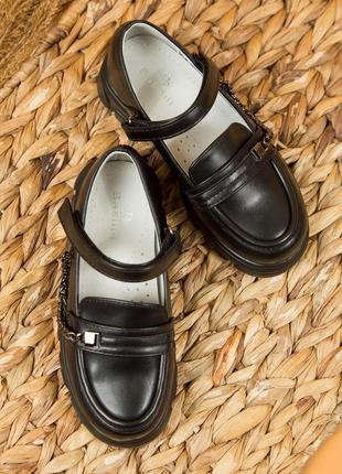 Дитячі туфлі 19288 чорні штучна шкіра10 фото