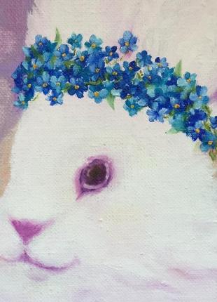 White rabbit 🐇 білий кролик картина маслом3 фото