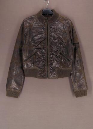 Новая женская кожаная куртка, бомбер "vera pelle" с эффектом состаривания. размер 48, м/l.6 фото