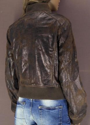 Новая женская кожаная куртка, бомбер "vera pelle" с эффектом состаривания. размер 48, м/l.4 фото