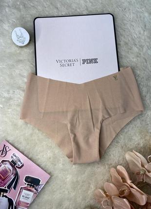 Трусики бесшовные бежево-розовые с лого vs victoria's secret оригинал виктория сикрет