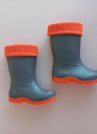 Гумові чоботи, графіт з помаранчевим2 фото