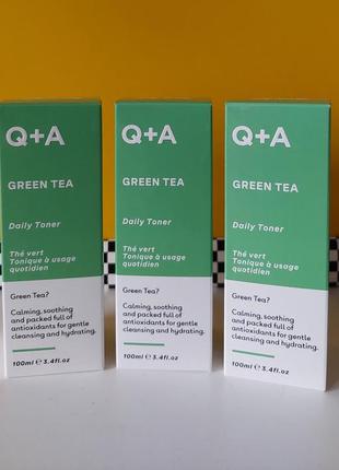 Тонік для обличчя із зеленим чаєм q + a green tea daily toner 100 мл.