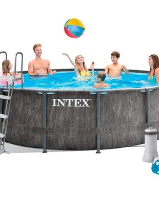 Каркасний басейн intex 26742 - 5, 457 x 122 см (3 785 л/год, драбина, тент, підстилка, набір для догляду)1 фото