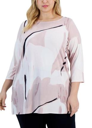 Жіноча туніка, блузка alfani petite - printed boat-neck tunic top