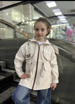 Модна дитяча куртка- тренч для дівчат 5-12 років3 фото