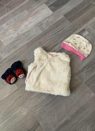 Комплект ползунки костюм жилетка на девочку новорожденных3 фото