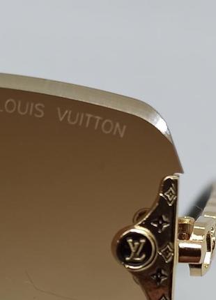 Очки в стиле louis vuitton женские солнцезащитные безоправные коричневый градиент с золотым металлом9 фото