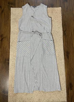 Стильное, длинное платье-жилетка в линию3 фото