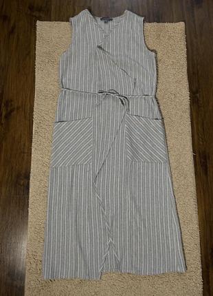 Стильное, длинное платье-жилетка в линию5 фото