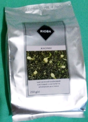 Чай зеленый байховый 250г с цветами и ароматом жасмина1 фото