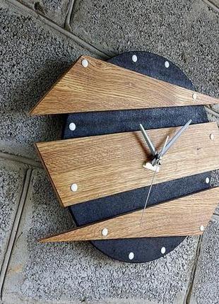 Дизайнерський дерев'яний годинник з трьох елементів, настінний годинник, великий годинник, авторськи8 фото