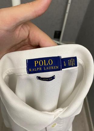 Белая футболка поло от бренда polo ralph lauren5 фото