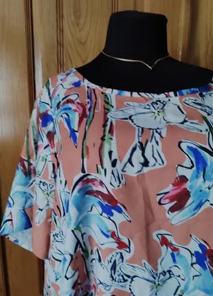 Красивая летняя блуза разноцветный принт батал2 фото