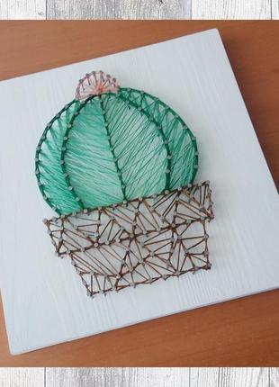 Панно картина із цвяхів і ниток "кактус" string art
